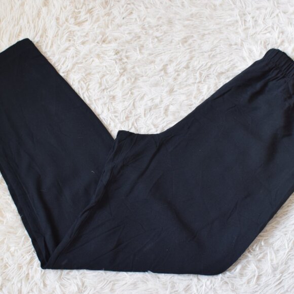 Vintage 80s Gathered Waist‎ Black Lounge Rayon Pants size 12 | 30-34 waist - Picture 3 of 10